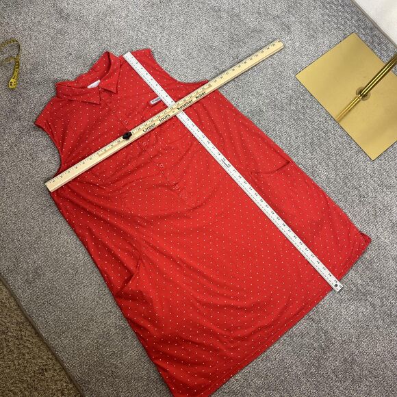 Columbia PFG Shirt Dress Womens 3X Red Polka Dot Sleeveless Fishing Pockets - Picture 9 of 10
